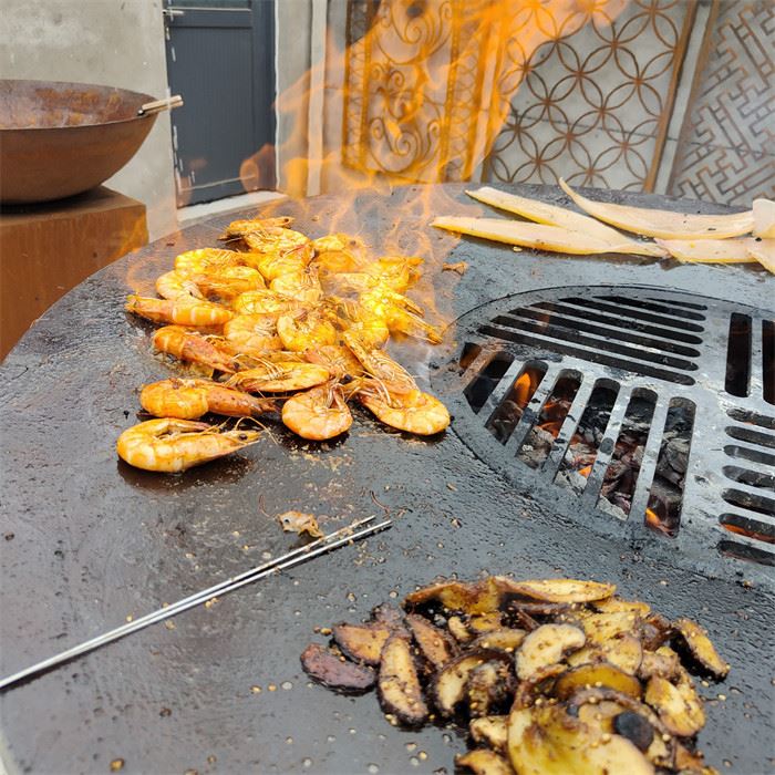 Deyò Barbecue Grill Corten Steel Barbecue Grill Pou Pati